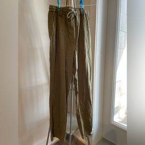 Topshop - Drawstring Pants - Olive Green - Size 8 Long